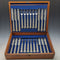 Circa 1850 British Antique Solid Silver Handle Cutlery 12 Pair Set in Wooden Box Martin Hall